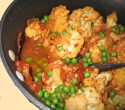 Cauliflower cooking in its own juices