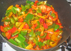Bell Pepper Cooking in pot